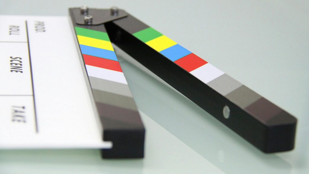 black and white clapper board